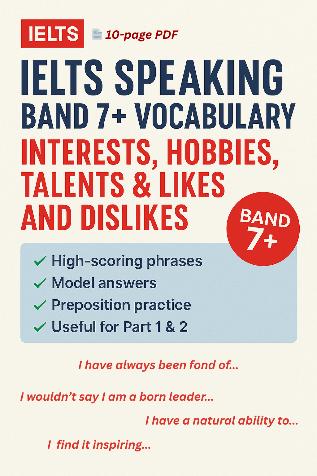 Speaking Vocabulary Pack — Likes, Dislikes & Talents